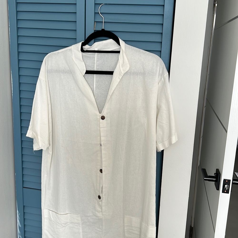 Male Romper white linen size medium